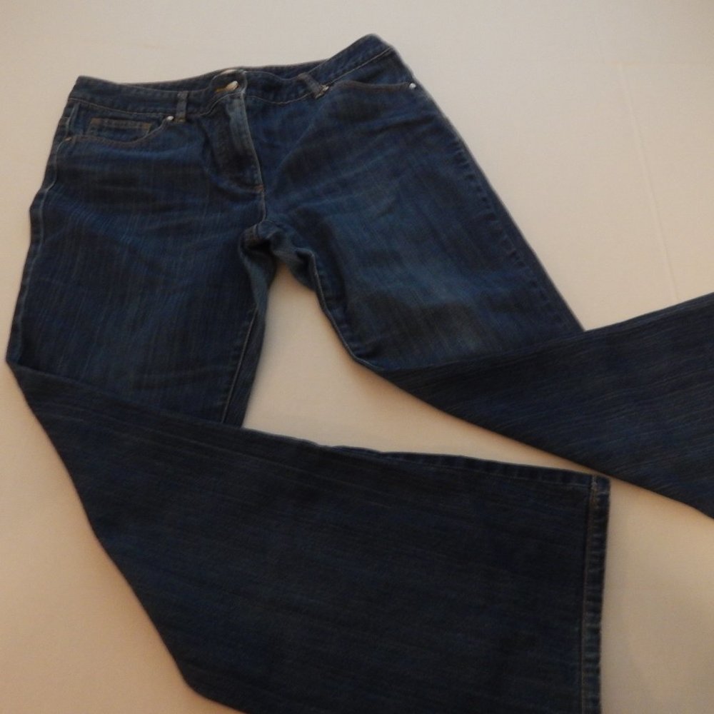 Tahari Womens Arthur Levin Relaxed Bootcut Jeans Blue Size High Rise Full Leg